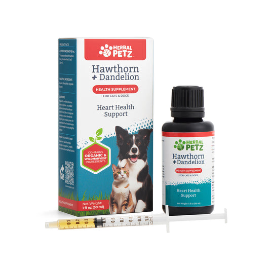 Hawthorn + Dandelion for Cats & Dogs - Herbal Health Supplement, Circulation, Healthy Heart, Fluid Balance, 1 Fluid Ounce Glass Bottle, Manufactured in The USA