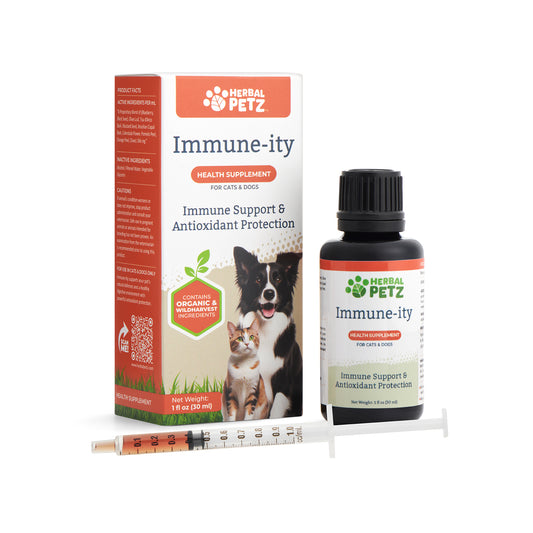 Immune-ity for Cats & Dogs - Herbal Health Supplement, Immune Support, Antioxidants, Yeast Balance, Healthy Stools, Microbiome Support, 1 Fluid Ounce Glass Bottle, Manufactured in The USA